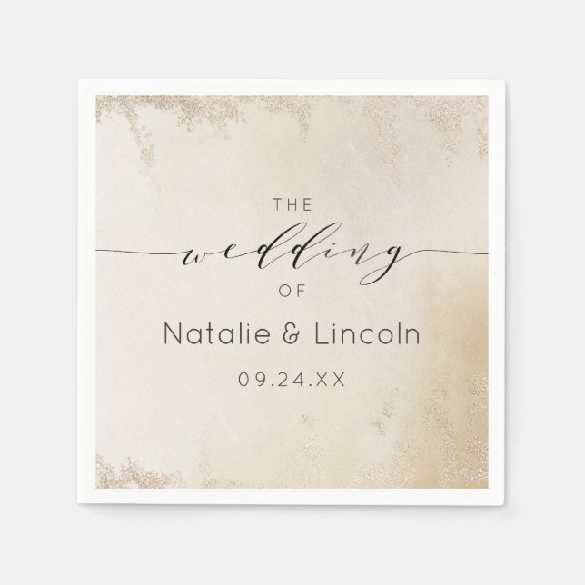 Guardanapo De Papel Monograma de Casamento de Folha de Fosco Amarelo D (Frente)