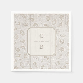 Guardanapo De Papel Monograma de casamento de madeiras rústicas de ren