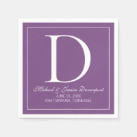 Monograma de casamento elegante moderno roxo branc
