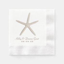 Guardanapo De Papel Monograma de casamento elegante neutro em bege com