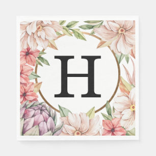 Guardanapo De Papel Monograma de Casamento Floral de Pastel da Ilha Tr