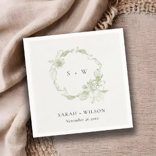 Guardanapo De Papel Monograma de Casamento Floral Floral de Pastel Dus