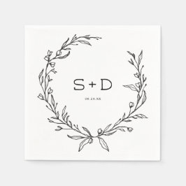 Guardanapo De Papel Monograma de Casamento Formal Minimalista Napkin