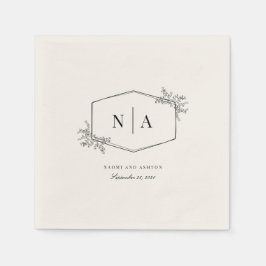 Guardanapo De Papel Monograma de Casamento Neutral Elegante