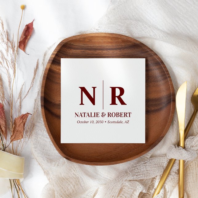 Guardanapo De Papel Monograma De Casamento, Noite E Iniciais Legais (Criador carregado)