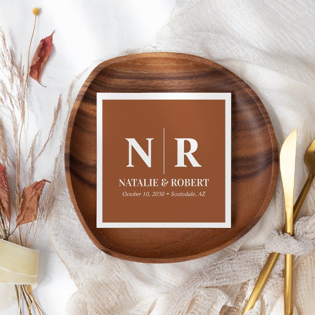 Guardanapo De Papel Monograma De Casamento, Noite E Iniciais Legais (Criador carregado)