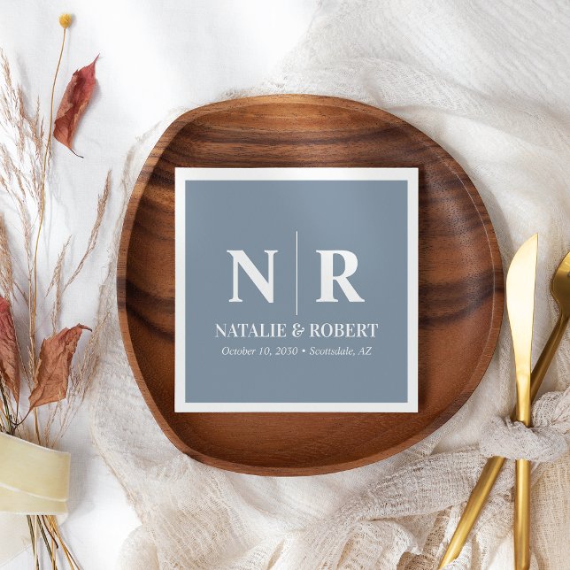 Guardanapo De Papel Monograma De Casamento, Noite E Iniciais Legais (Criador carregado)