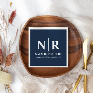 Guardanapo De Papel Monograma De Casamento, Noite E Iniciais Legais