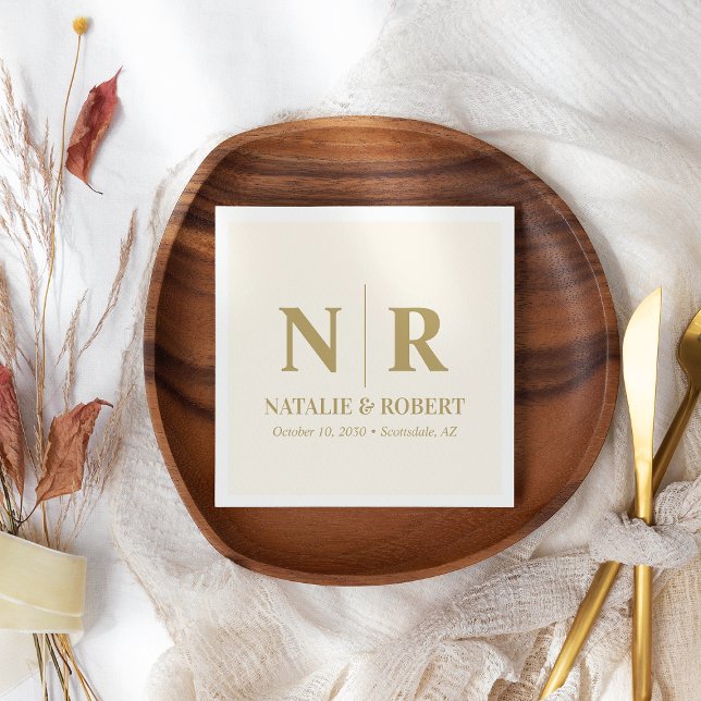 Guardanapo De Papel Monograma De Casamento, Noite E Iniciais Legais (Criador carregado)