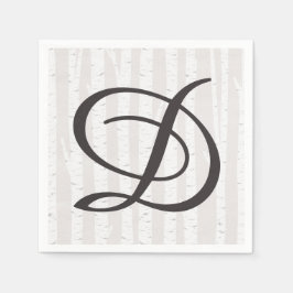 Guardanapo De Papel Monograma de casamento rústico de madeira de bétul