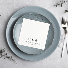 Guardanapo De Papel Monograma de Cásamento Simples Preto e Branco
