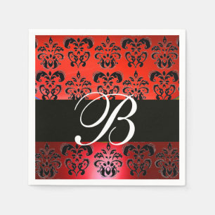GUARDANAPO DE PAPEL MONOGRAMA DE CASAMENTO TEMA DAMASCO NEGRO ELEGANTE