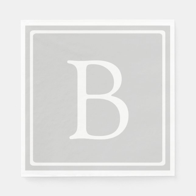 Guardanapo De Papel Monograma de Cinzas leves simples (Frente)