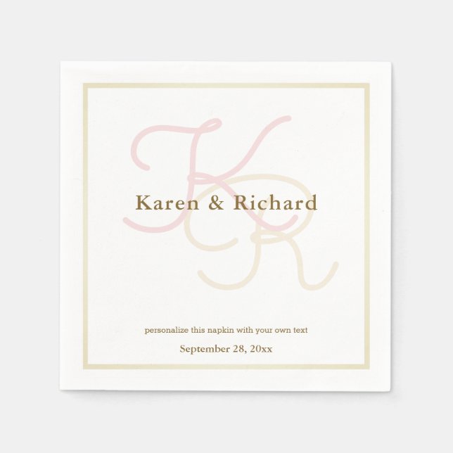 Guardanapo De Papel monograma de cores pálidas (Frente)