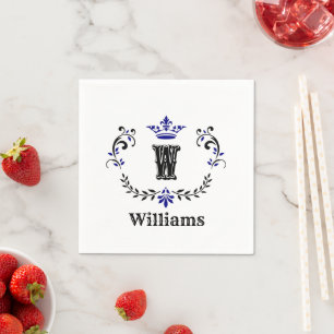 Guardanapo De Papel Monograma de coroa por coroa 'W' Personalizado