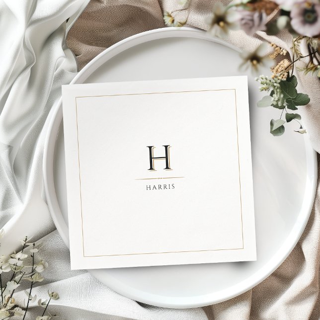Guardanapo De Papel Monograma de Família Luxuoso Moderno Elegante e So (Simple Elegant Modern Classy Luxe Family Monogram Napkins)
