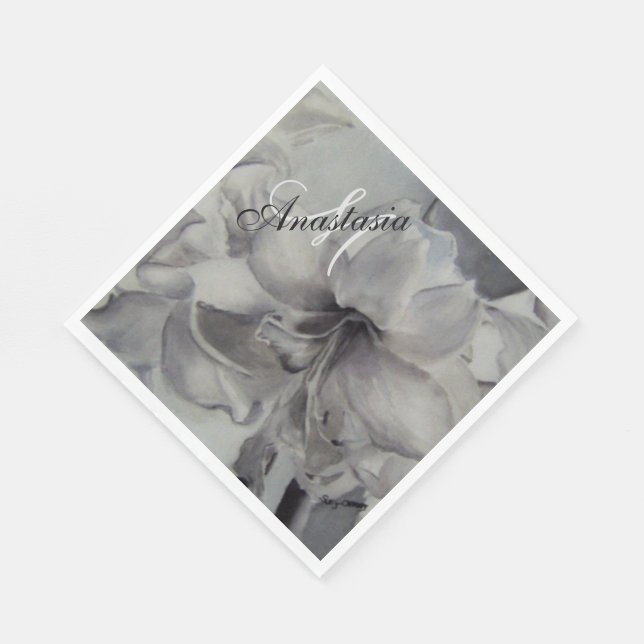 GUARDANAPO DE PAPEL MONOGRAMA DE FESTA BRANCA E NEGRA (Quina)