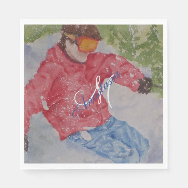 GUARDANAPO DE PAPEL MONOGRAMA DE FESTA SKI DE HILL DOWN (Frente)