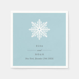 Guardanapo De Papel Monograma de flocos de neve azul-Elegante