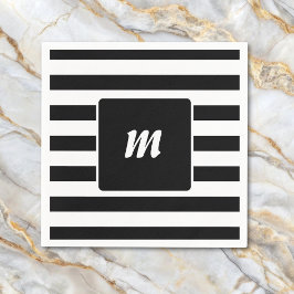 Guardanapo De Papel Monograma de Listra Preta e Branca