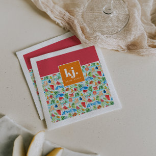 Guardanapo De Papel Monograma de Na moda de Verão divertido