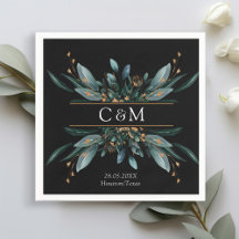 Monograma de Nápoles Dourada Azul Elegante (Imitat