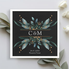 Guardanapo De Papel Monograma de Nápoles Dourada Azul Elegante (Imitat