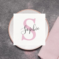 Monograma de Nome Personalizado Moderno Rosa