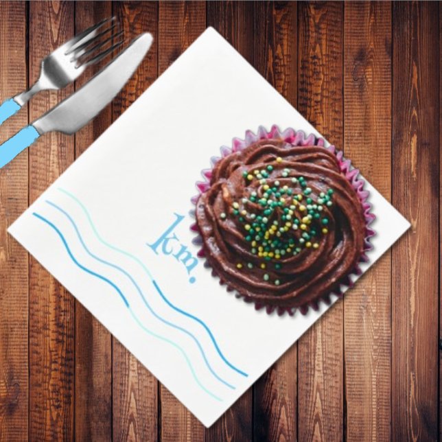 Guardanapo De Papel Monograma de Ondas Azuis (Criador carregado)