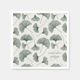 Guardanapo De Papel Monograma de Padrão Botânico Verde Rústico