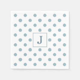 Guardanapo De Papel Monograma de Padrão de Água com Bolinhas Azul Simp