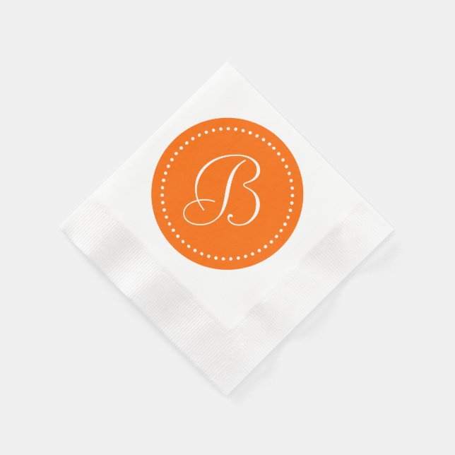 Guardanapo De Papel Monograma de Ponto Laranja/Branco (Canto)