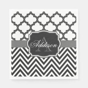 Guardanapo De Papel Monograma de Quatrefoil Chevron