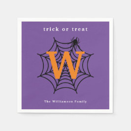 Guardanapo De Papel Monograma de Teia de Aranha de Halloween para Doce