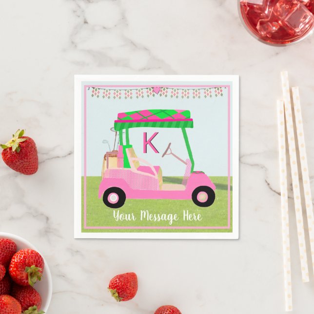 Guardanapo De Papel Monograma do Golfe Rosa de Aposentação de Aniversá (Insitu)