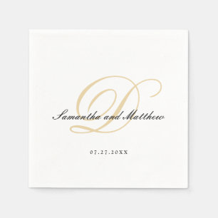 Guardanapo De Papel Monograma Dourado de Script Tradicional Elegante S