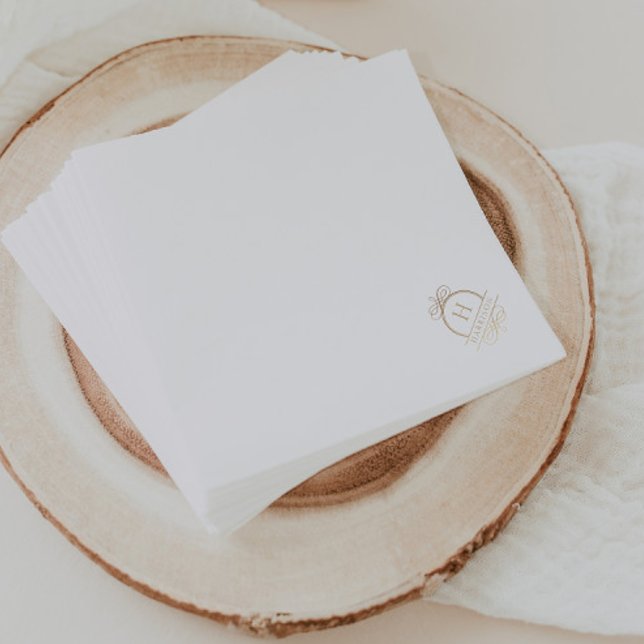 Guardanapo De Papel Monograma Dourado Elegante (Criador carregado)
