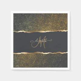 Guardanapo De Papel Monograma Dourado Elegante Moderno