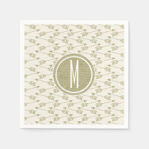 Guardanapo De Papel Monograma Dourado tribal do brilho das setas  
