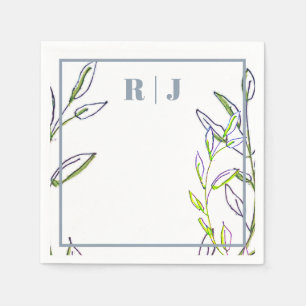 Guardanapo De Papel Monograma Dusty Blue Green Deixa Artsy Casamento