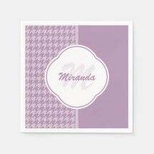 Monograma e Nome bonito Pastel Purple Houndstooth