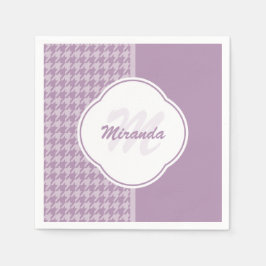 Guardanapo De Papel Monograma e Nome bonito Pastel Purple Houndstooth