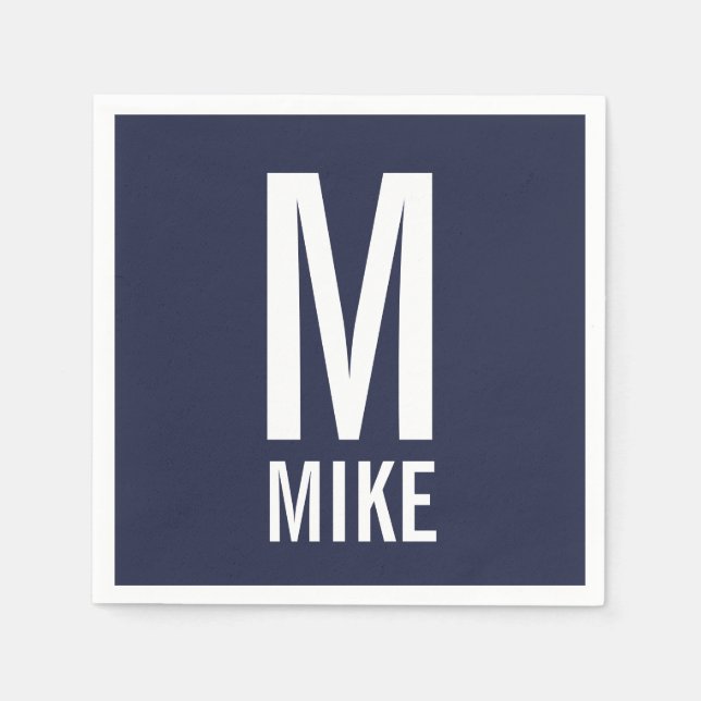 Guardanapo De Papel Monograma e Nome de Negrito Personalizado Moderno (Frente)