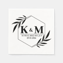 monograma elegante casamento preto e branco