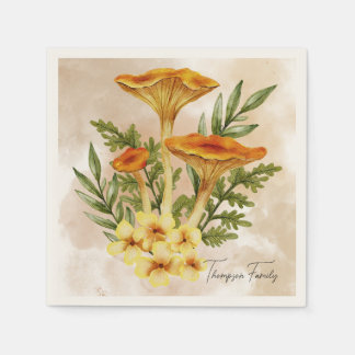 Guardanapo De Papel Monograma Elegante cogumelos Brown Janto