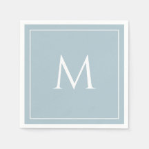 Monograma elegante pastel azul inicial