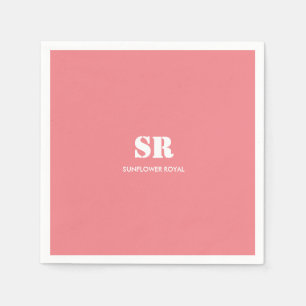 Guardanapo De Papel Monograma Elegante Rosa Mínimo