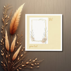 Guardanapo De Papel monograma floral mínimo com rústico bege mole