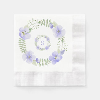 Guardanapo De Papel Monograma Floral Roxo Elegante