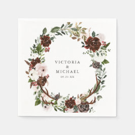 Guardanapo De Papel Monograma Floral Rustic Anler Country Boho